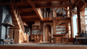 moderne interieurstijlen van een houten woning